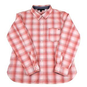 Tommy Hilfiger Womens Plaid Shirt Cowgirl Style Long Sleeved Pink size L  JH974